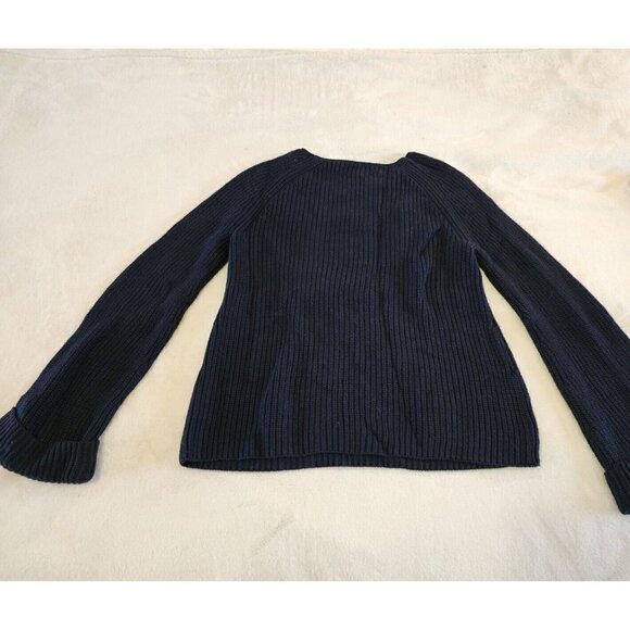 NWT Loft Ann Taylor Womens Bell Cuff Sweater Size Medium Dark Navy Blue - Picture 8 of 9